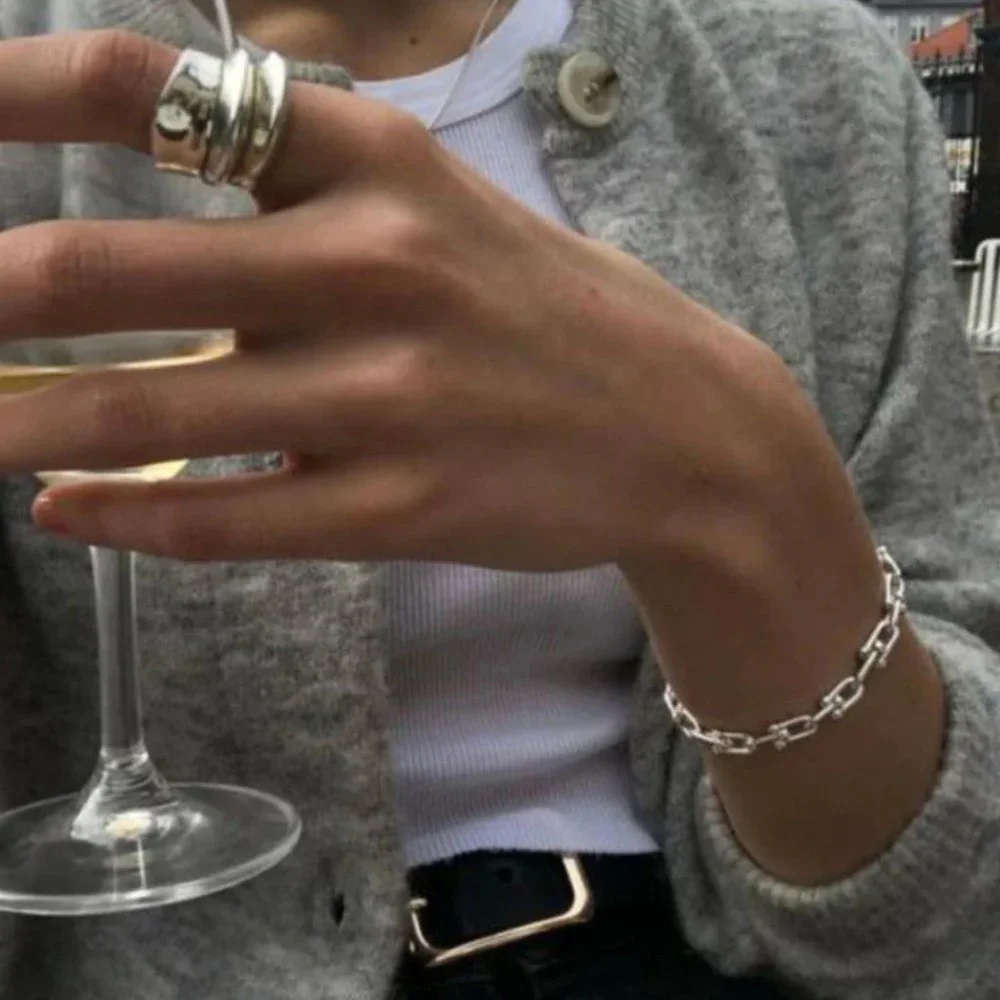 NEW Silver Gold Vintage Vintage Lock Chain Bracelet - Picture 6 of 6